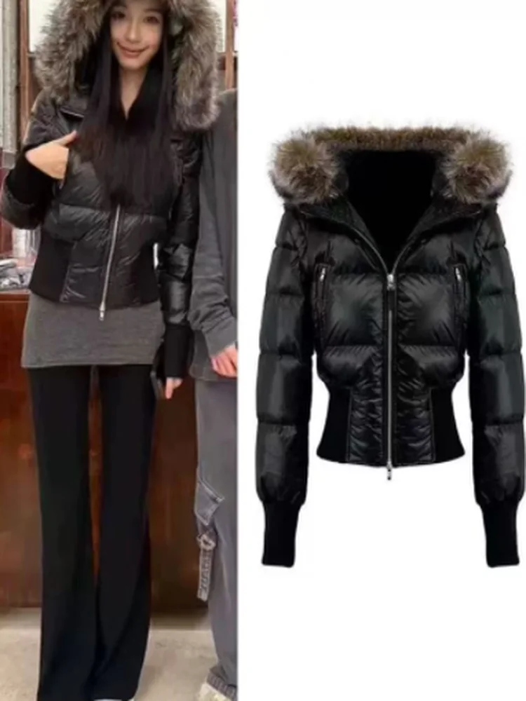 

Зимняя женская куртка RERE24 с отстегивающимися рукавами, укороченная, из нейлона, с наполнителем из белого утиного пуха, утепленная, с длинными рукавами