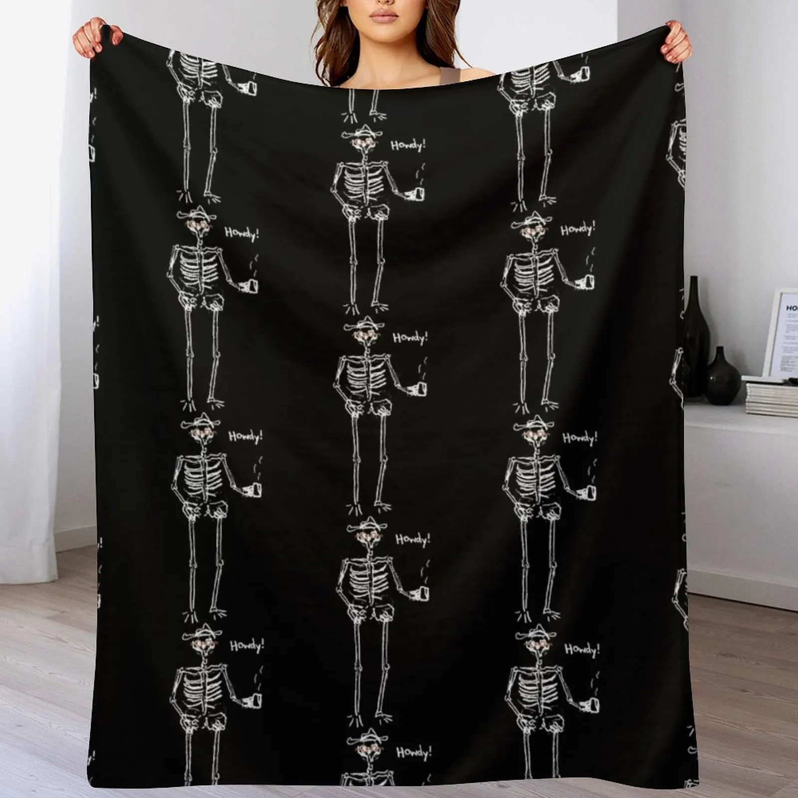 

Ryan Trahan Merch Howdy Skeleton Throw Blanket