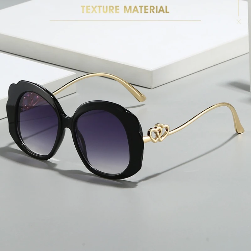 

2025 New Oval Fashion Sunglasses Women Unique Double Heart Cute Ins Contrasting Sun Glasses Ladies Female Gafas De Sol UV400