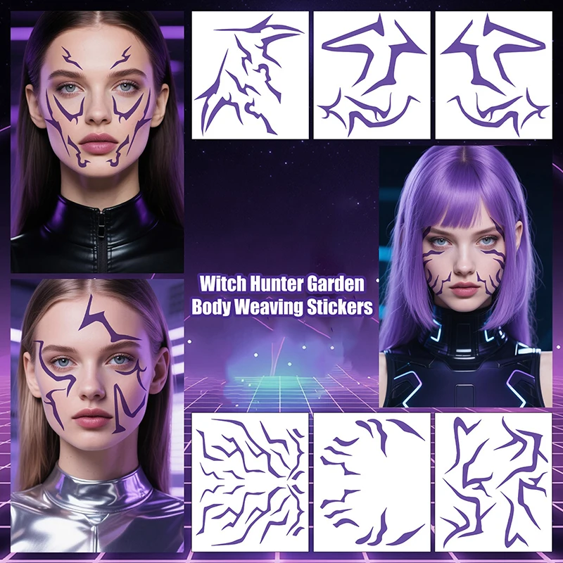 

Необычные временные татуировки для аниме-косплееров; Фиолетовые наклейки «Охотник на демонов».