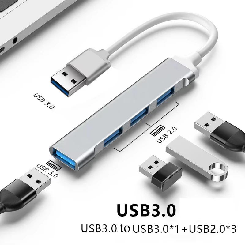 1-4pcs USB HUB Dock 3.0 4 Port Multi Splitter Adapter OTG Type C HUB For Lenovo HUAWEI Xiaomi Aluminum Alloy USB 2.0 3.0 Hub