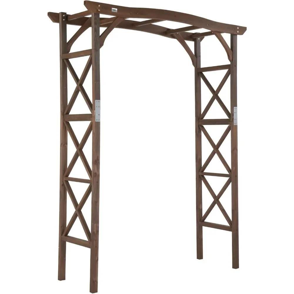 Wooden Garden Arbor, Wedding Arch, 6.6ft Arch Backdrop Stand for Ceremony, Wood Trellis for Plant Climbing, Christmas Decor