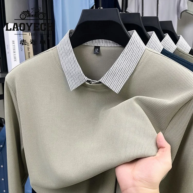 

High-End Knitted irt-Like Base Layer Thin Casual Sle Men's Spring Autumn New Sle Busin Casual Sweater by Laoyeche