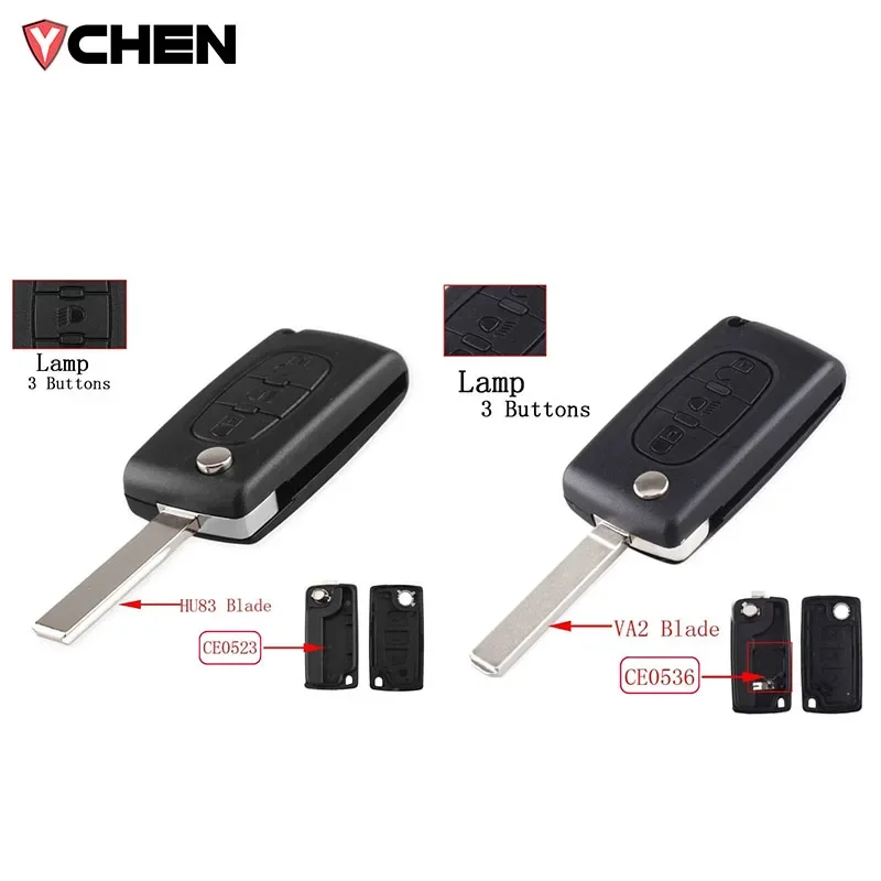 For Peugeot 207 307 308 407 607 807 Remote Key Case For Citroen C2 C3 C4 C5 C6 Flip Folding Car Key Shell 2/3/4 start Buttons