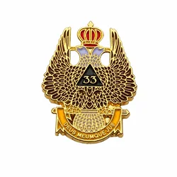33 Degree Scottish Rite Wings Up Masonic Lapel Pin Gold Metal Masonic Brooch Badge Elegant Fashion Suit Jacket Accessories Gifts