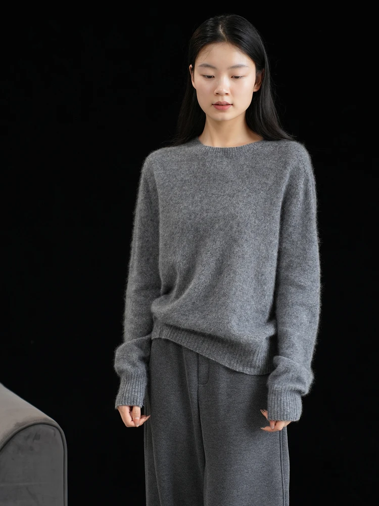 

Women's Sl Wool Knit Sweater round Ne Floing Autumn Winter New Sle Basic Crew Ne Knitted irt Commute Sle