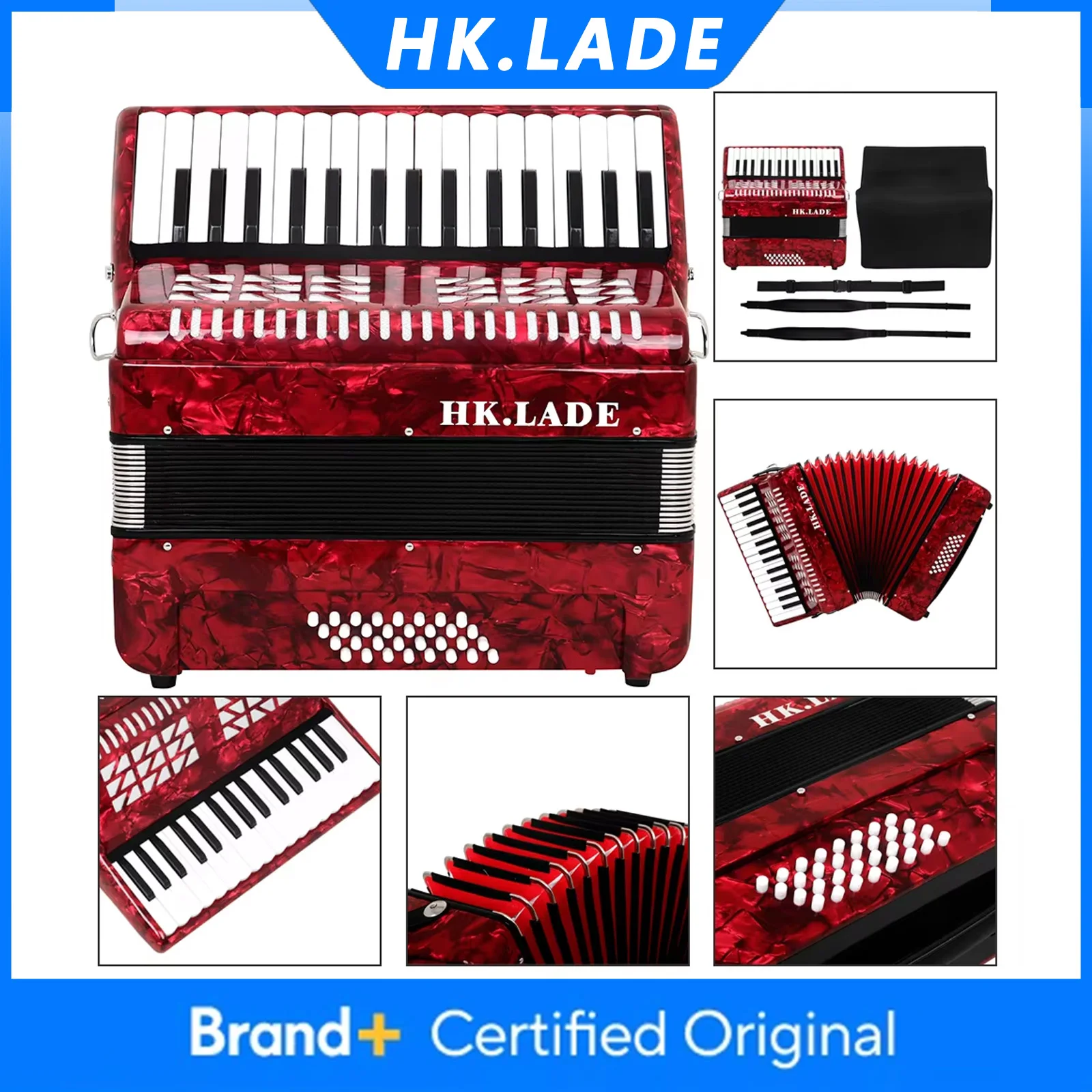 

HK.LADE AH-80 Accordion 32 Keys 32 Bass Professional Accordion with Bag Strap Keyboard Instrument for Grading Performance