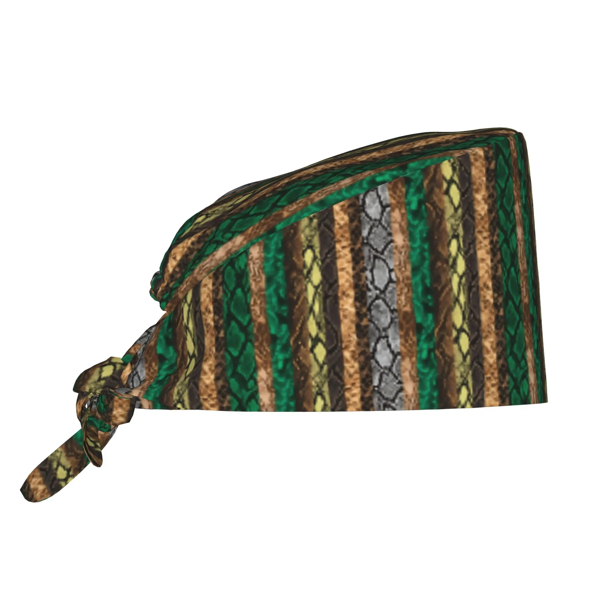 Snake Skin Colorful Graceful Striped  Scrubs Cap Surgical Hats Women Men  Operating Room Cap Nursing Cap Lab Works Hat