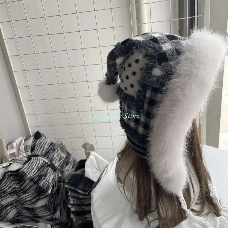 Y88A Sombrero bruja, gorro cálido para exteriores, ropa calle para adolescentes, gorra con calavera para esquiar, sombrero