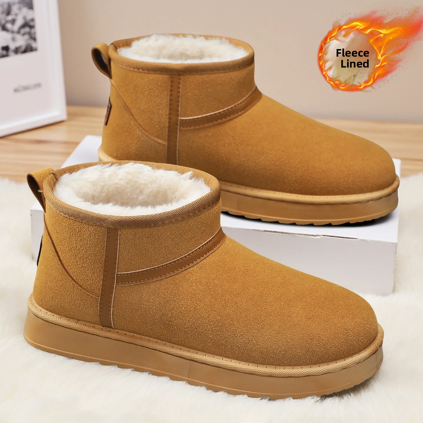 

Warmth Bread Snow Boots Men's Winter Thi Bot ort Boot Fce Lined Outdoor Sports Casual oes Yellow Cotton oes