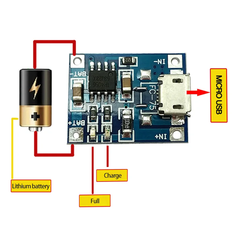 1/10PCS 5V 1A Micro/Type-c/Mini 18650 TP4056 Lithium Battery Charger Module Charging Board With Protection Dual Functions Li-ion