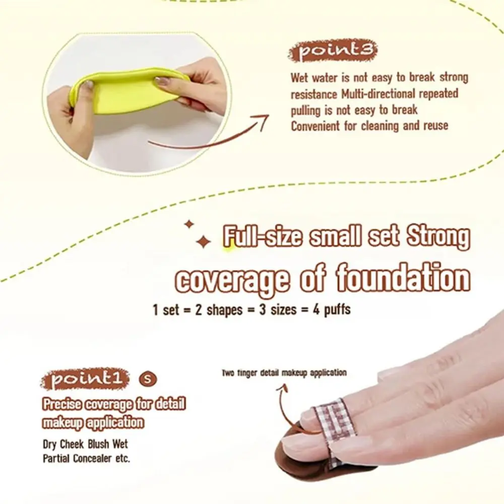 4PCS Super Soft Wet and Dry Makeup Puff Dry and Wet Use Mini Powder Puffs Comfortable Hold Good Resilience Pressed