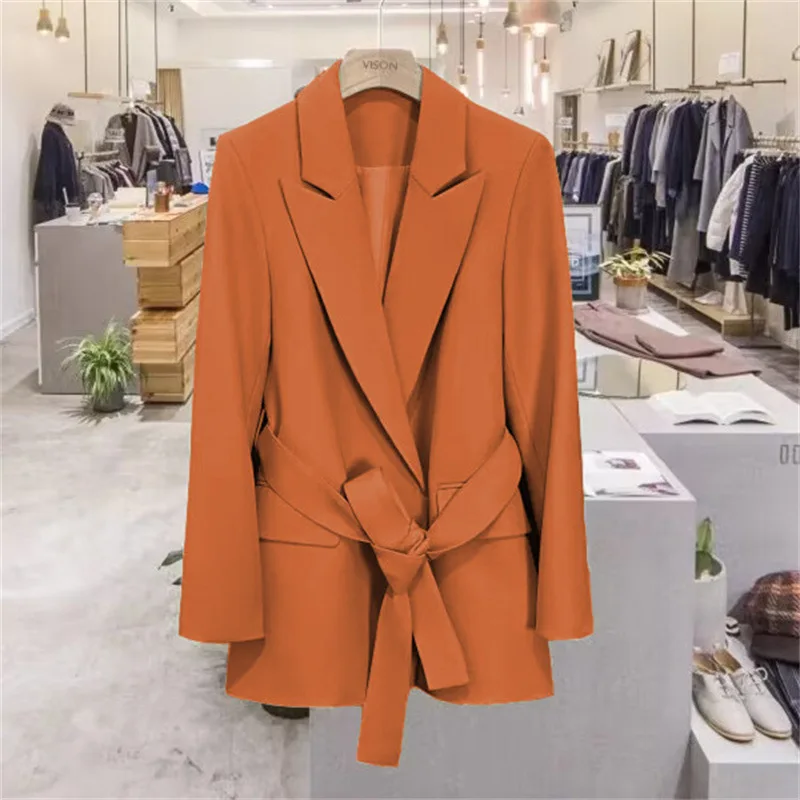 

Temperament Fashionable Lace-Up Blazers Coat Commuting Solid Korean Reviews Clothes Long Sleeve Blazer Women Autumn Tops Jacket