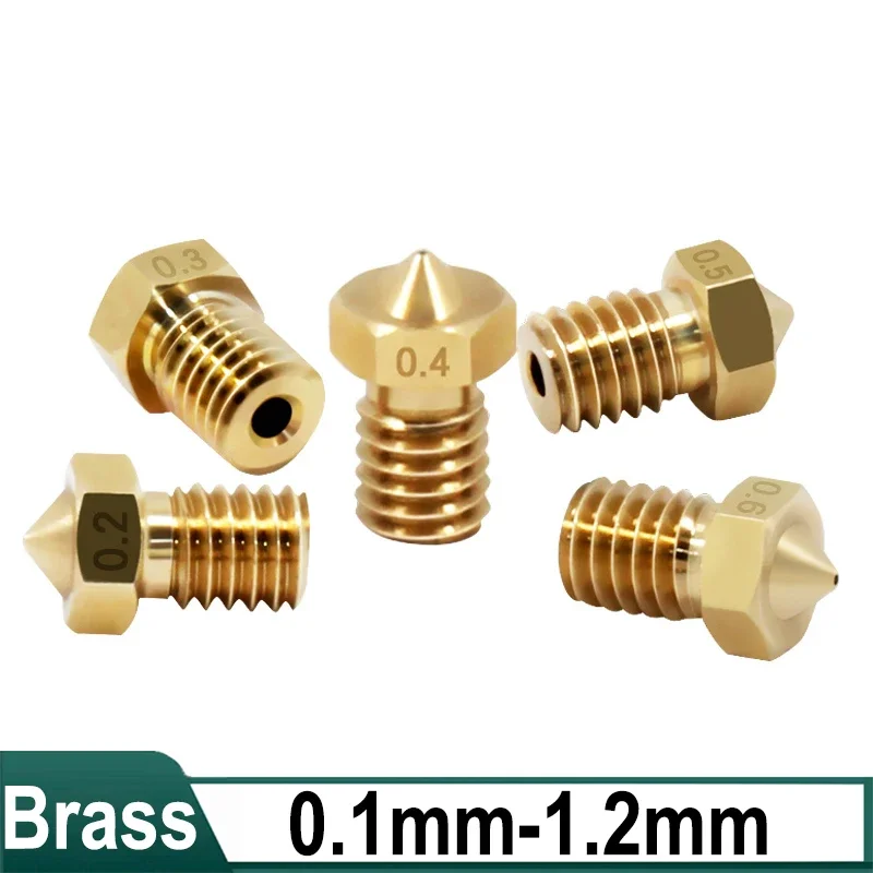 

10/20/50/100Pcs Brass Nozzle 0.1 0.2 0.3 0.4 0.5 0.6 0.8 1.0 1.2mm Printer Part M6 Thread All Metal Nozzle For 1.75mm 3mm Filame