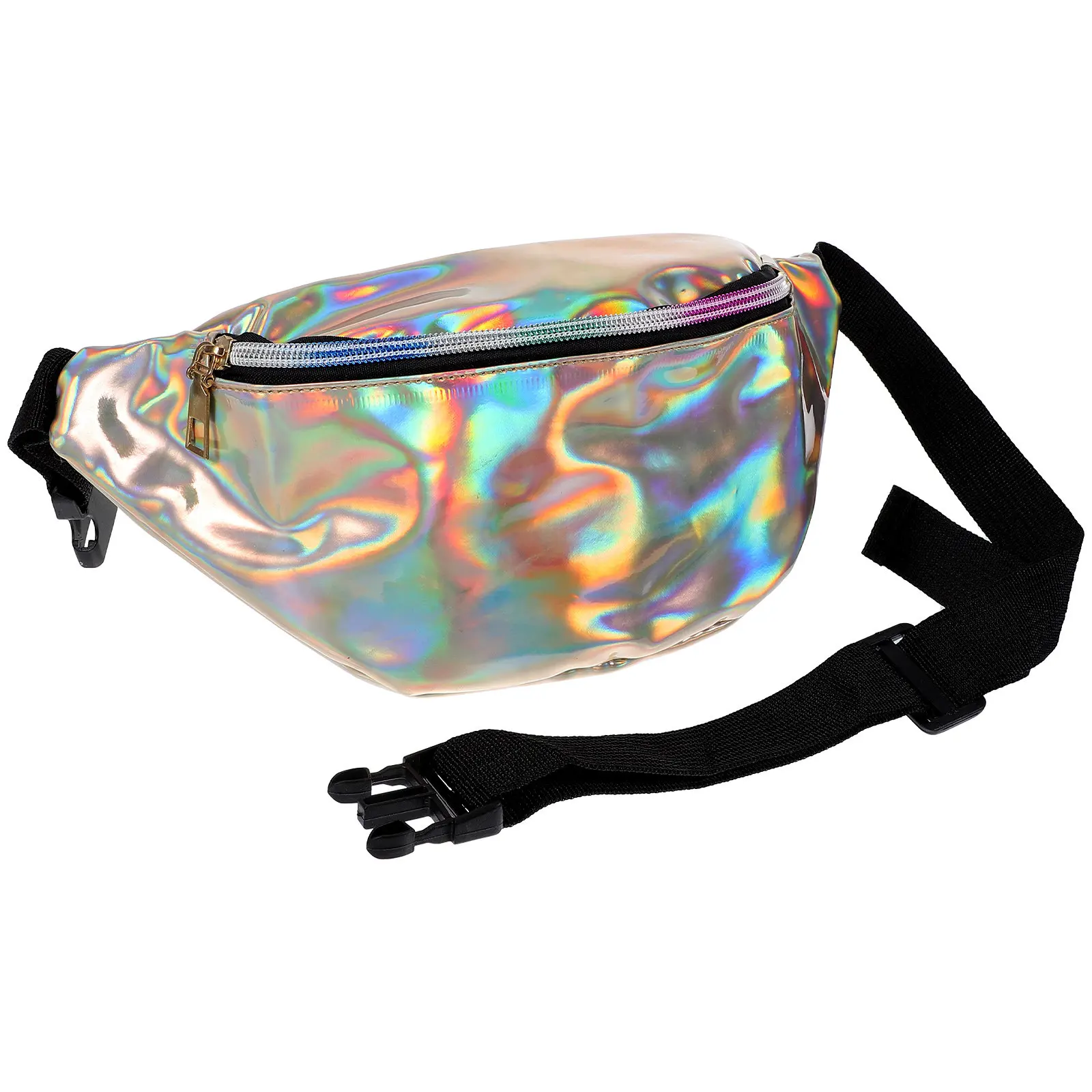 

Anti-Theft Holographic Shining Pu Waist Bag Large Capacity Belt Pack For Travel Unisex Fanny Pouch Running Sports