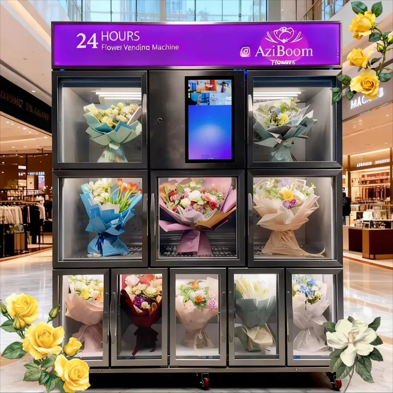 OME 24H Self-Service Fresh Floral Bouquet Combo Vending Machine Credit Card QR Code Customizable Capacity Compressor Cooling