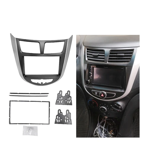 Imagen 2 del producto Panel adaptador de Radio para salpicadero de coche, marco de salpicadero de 7/6,5 pulgadas, 2 Din, Fascia, MP5, para Hyundai I-25 / Accent / Solaris / VERNA 2010 +