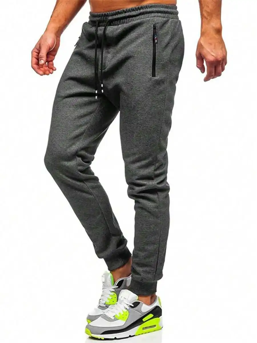 

3-Pack Men’s Elastic Waist Joggers With Zippered Side Pockets, Drawstring Closure, Slim Fit For Fitness And Casual Wear