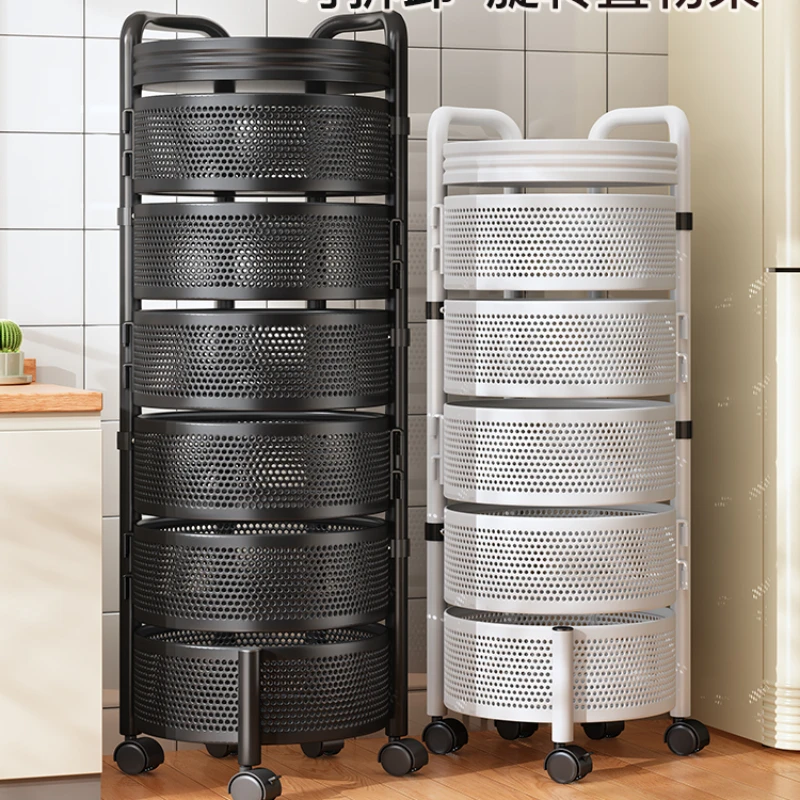 Vegetable rotating basket, kitchen multifunctional, multi-layer, household storage rack