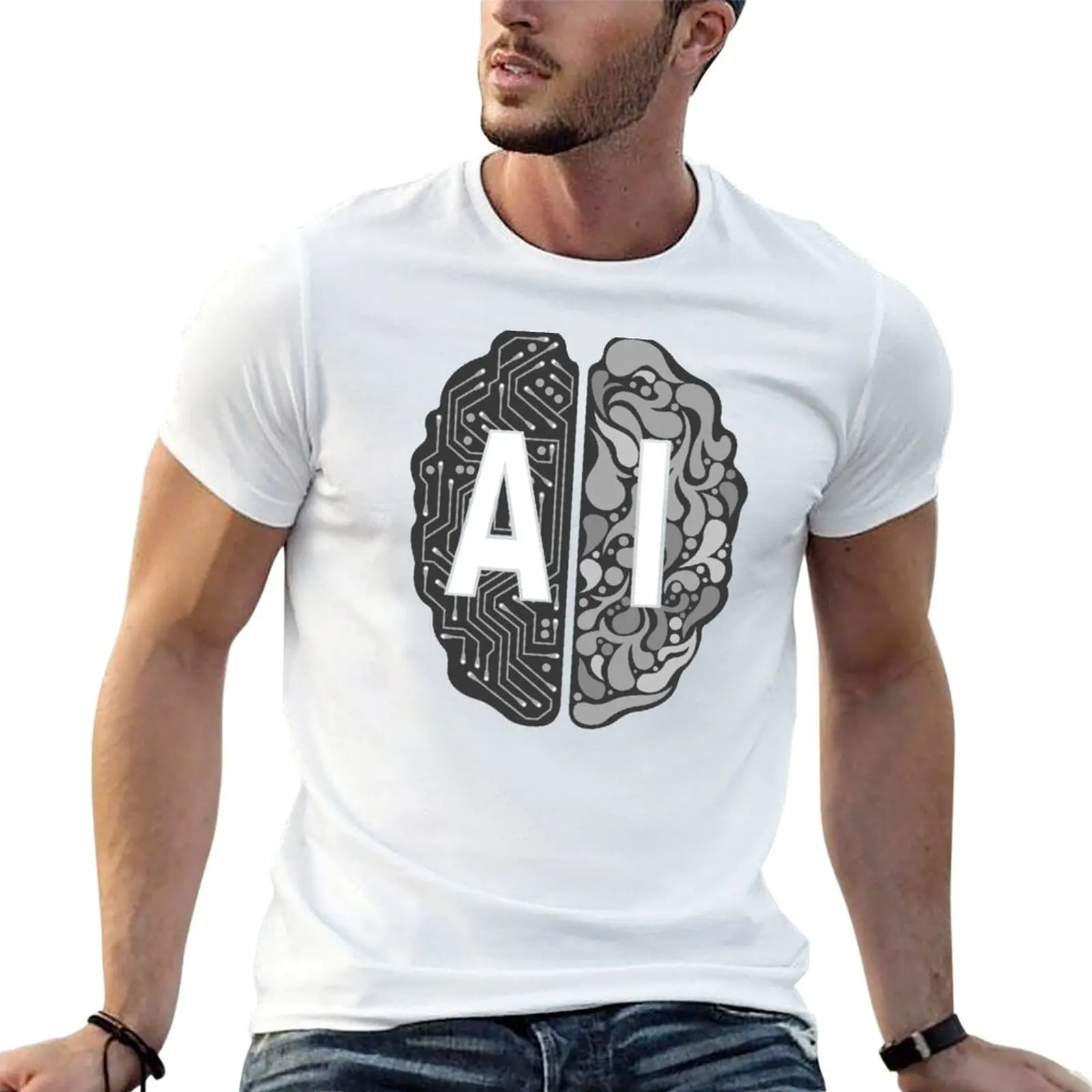 AI – inteligência artificial camiseta homem t camisa designer impresso t camisas para homem t camisa homem simples camiseta