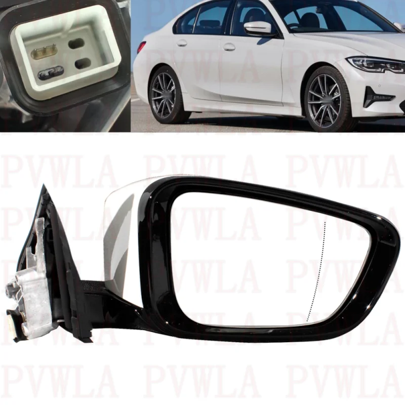 

Car Rear view Mirror For BMW G20 G28 2019 2020 2021 2022 2023 Right Side 5 Pins White Heated Power Adjust Memory Power Fold