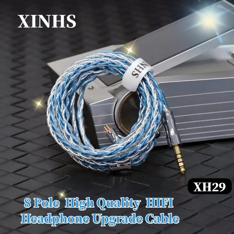 

XINHS XH29 Blue+Silver 8-Cores Multi-Conductor 7N OCC Silver Plated Graphene Silver Palladium HIFI Headphone Upgrade Cable QDC