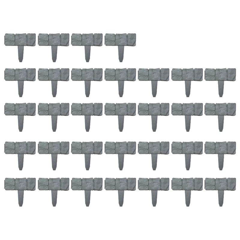 

32PCS PP Plastic Fence Garden Fence Inserted Fence Gardening Grass Fence Stone Effect Lawn