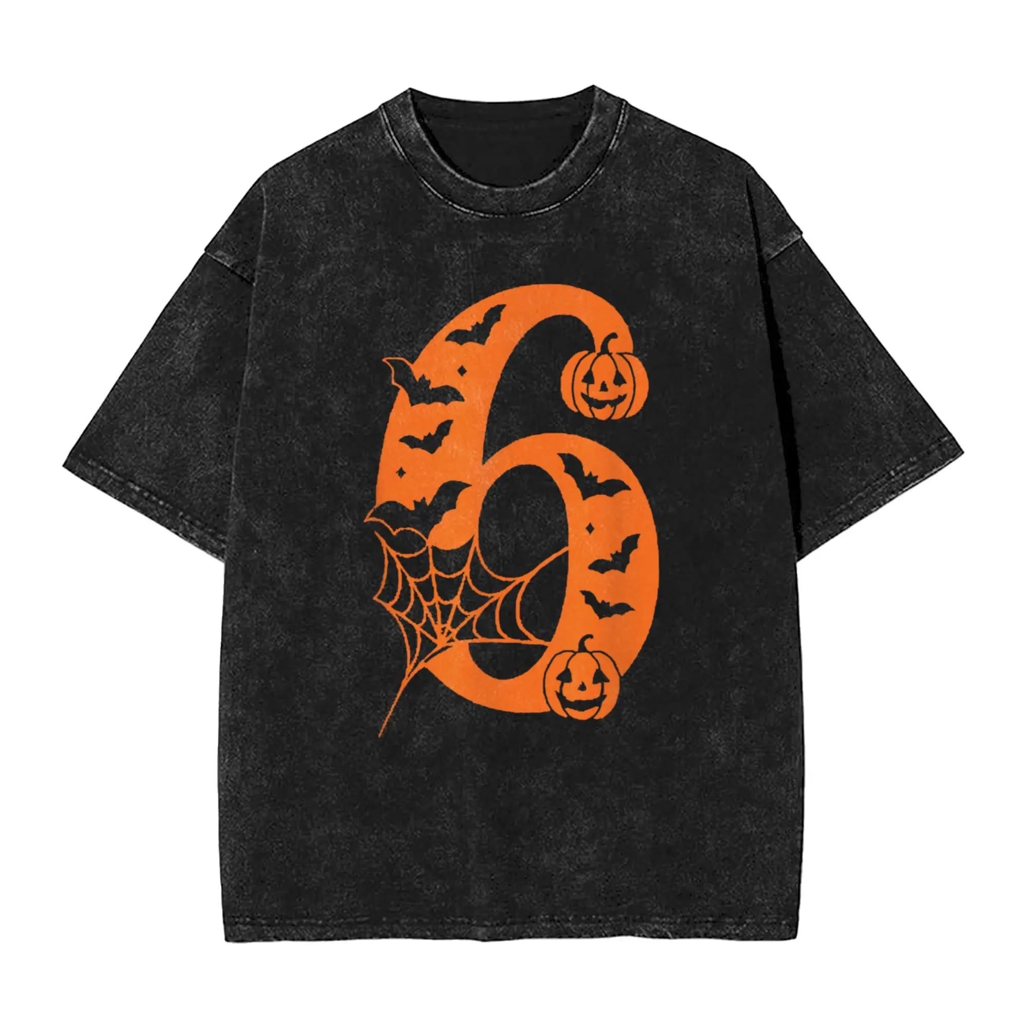 

Humor Number 6 Funny Meme Saying 6 7 Six Seven Halloween T-Shirt for Men Cotton Washed T Shirt Short Sleeve Tee Shirt Print Tops