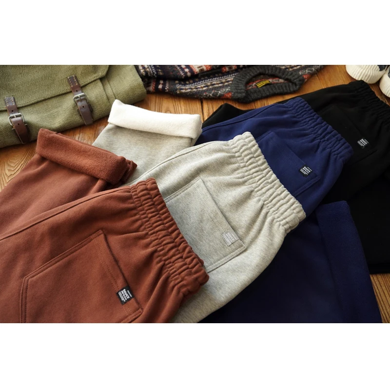 

Thiened Fce прямые спортивные штаны мужские зимние повседневные брюки рабочая одежда Ameika Sle молодежные однотонные длинные брюки