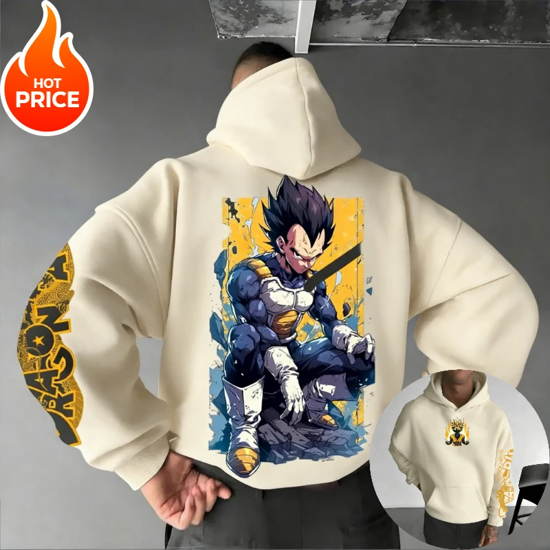 Dragon Ball Super Saiyan Vegeta Harajuku ropa de calle hombres Vintage Sudadera con capucha invierno mujeres Sudadera con capucha de gran tamaño Top de manga larga