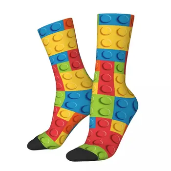 Men's Socks Colorful Building Brick Pattern Legos Textures Stockings Autumn Casual Comfortable Socks Outdoor Anti Skid Socks
