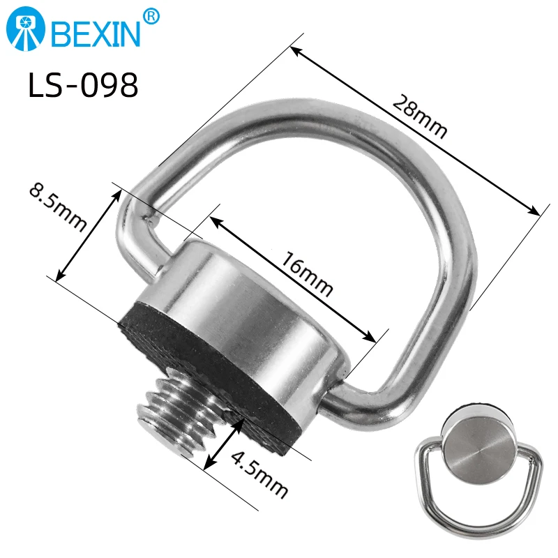 Portable shoulder strap camera screw C-ring buckle with handle, inch size 1/4 screw, stainless steel quick release screw