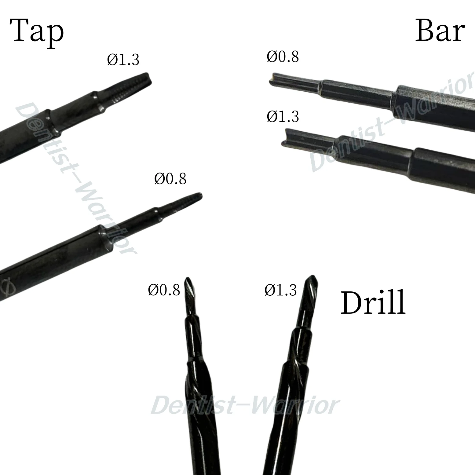 3Types Dental Implant Fixture Fractured Broken Screws Removal SOS Remove Tap Extractor 0.8mm/1.3mm