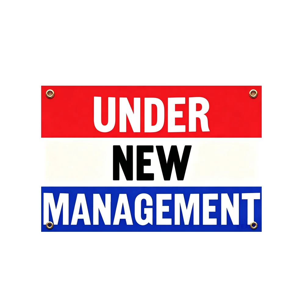 Under New Management Tapestry Flag 2x3ft 3x5ft Red White Blue Slogan Polyester Wall Banner For Garage Man Cave Bar Wall Decor