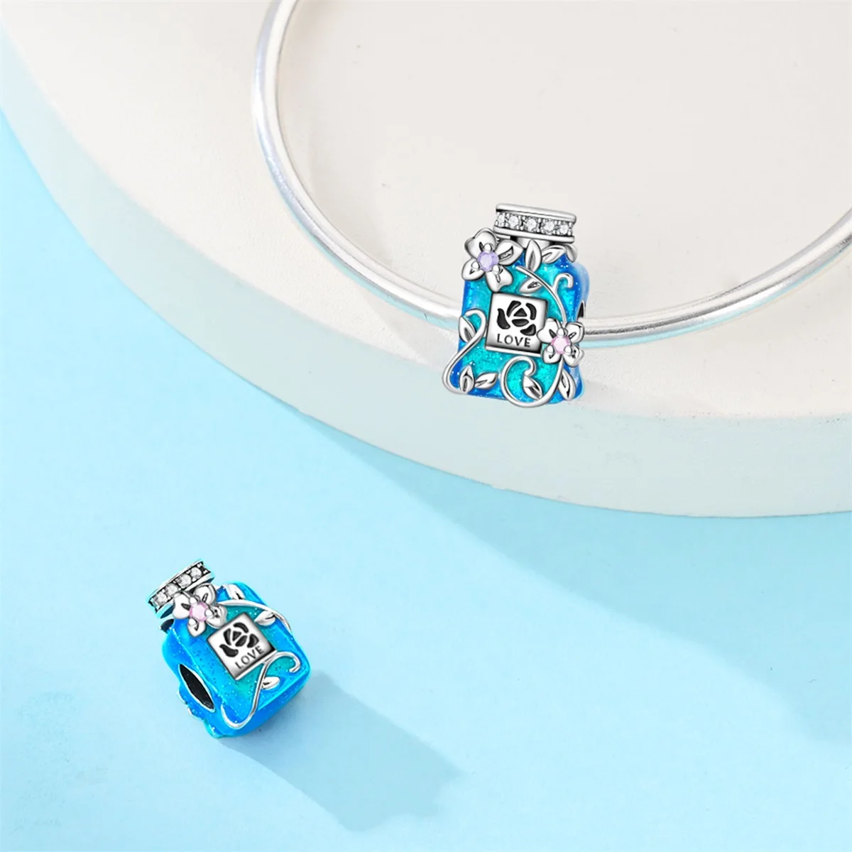 سحر الأصلي 925 فضة الأزرق زجاجة عطر الخرز صالح سوار Diy غرامة هدية المرأة حساسة مجوهرات الإكسسوار #1
