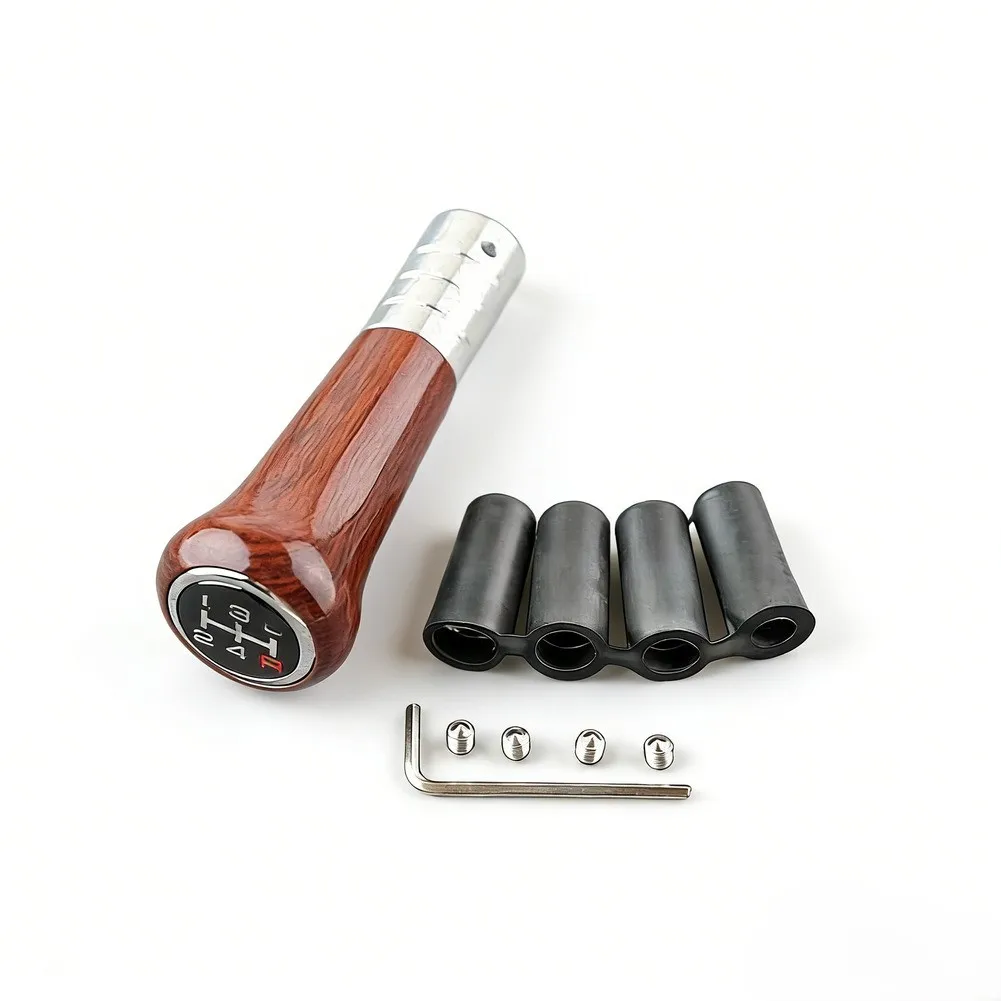 Timeless Woodgrain 5-Speed Manual Shift Knob with Lightweight Build and Mounting Kit for Wide Vehicle Application
