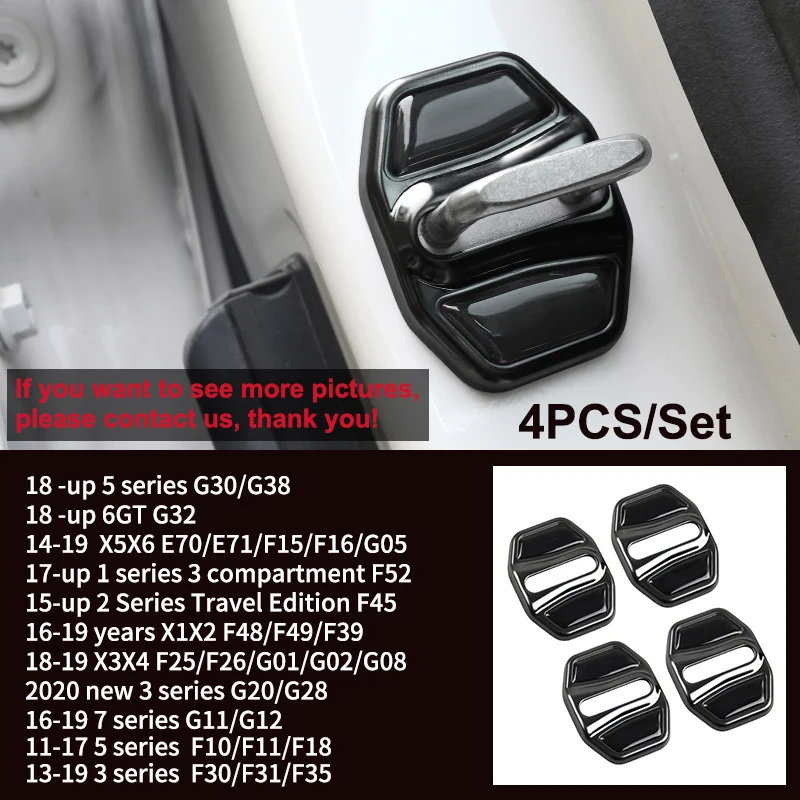 For BMW 3 5 Series X3 X5 G30 G20 G32 6GT F10 G01 G05 Car Door Lock Protective Cover 4PCS Stainless Steel Sticker Logo Decoration