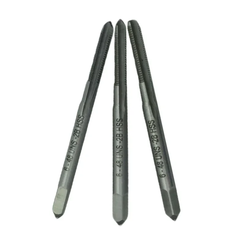 3pcs Hand Tap 6-48 UNS 3-Flutes HSS TAP SET Metalworking Hand Tools