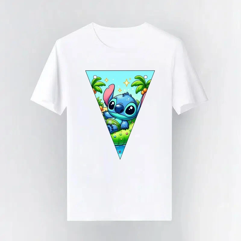 

Летняя детская футболка Lilo Stitch Disne для мужчин и женщин, повседневная модная футболка, черная свободная спортивная одежда с короткими рукавами для родителей и детей