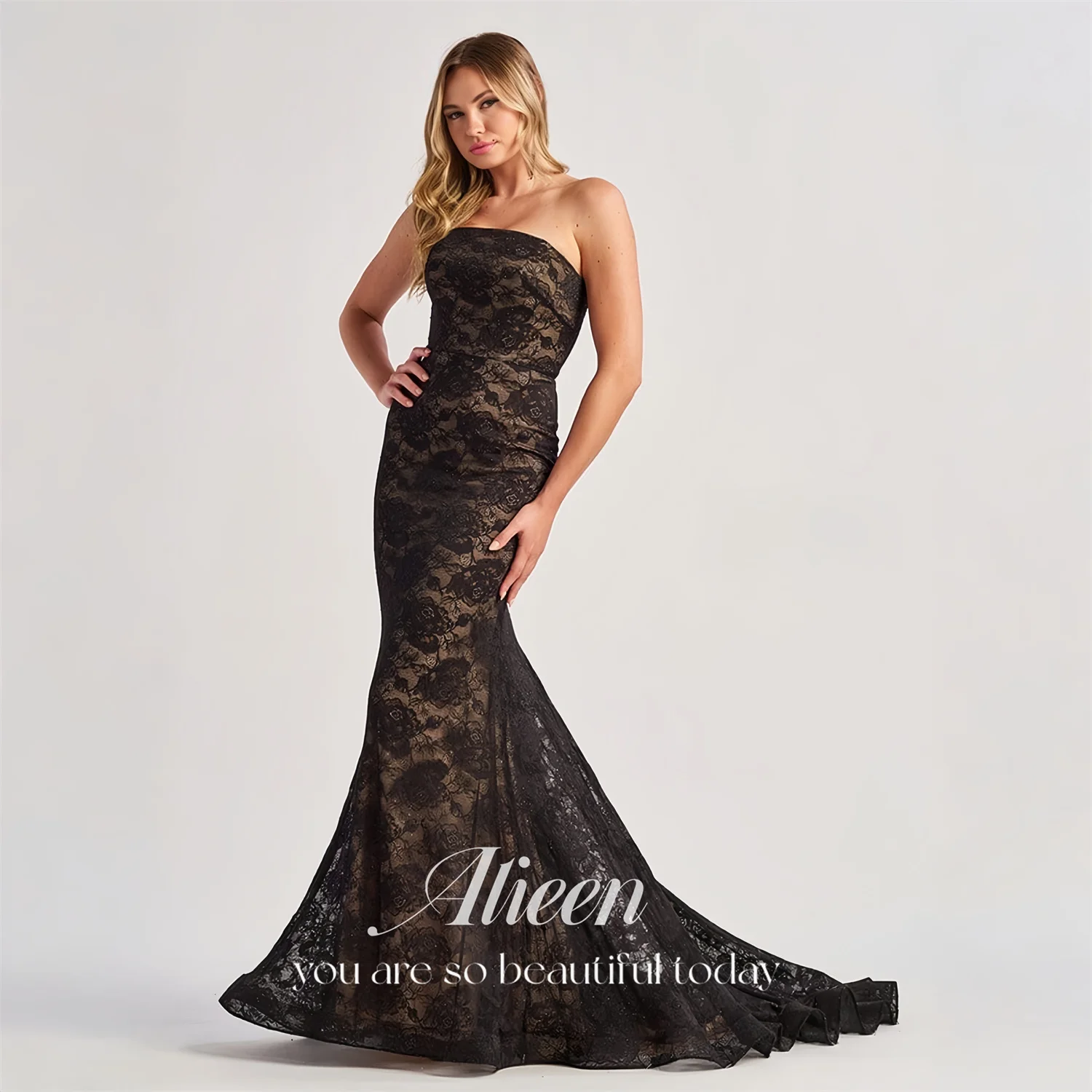 

Evening Dress Women European Black Lace Mermaid Formal Events Aileen Sleeveless Floor-Length 2026 Customized Robes de Soirée