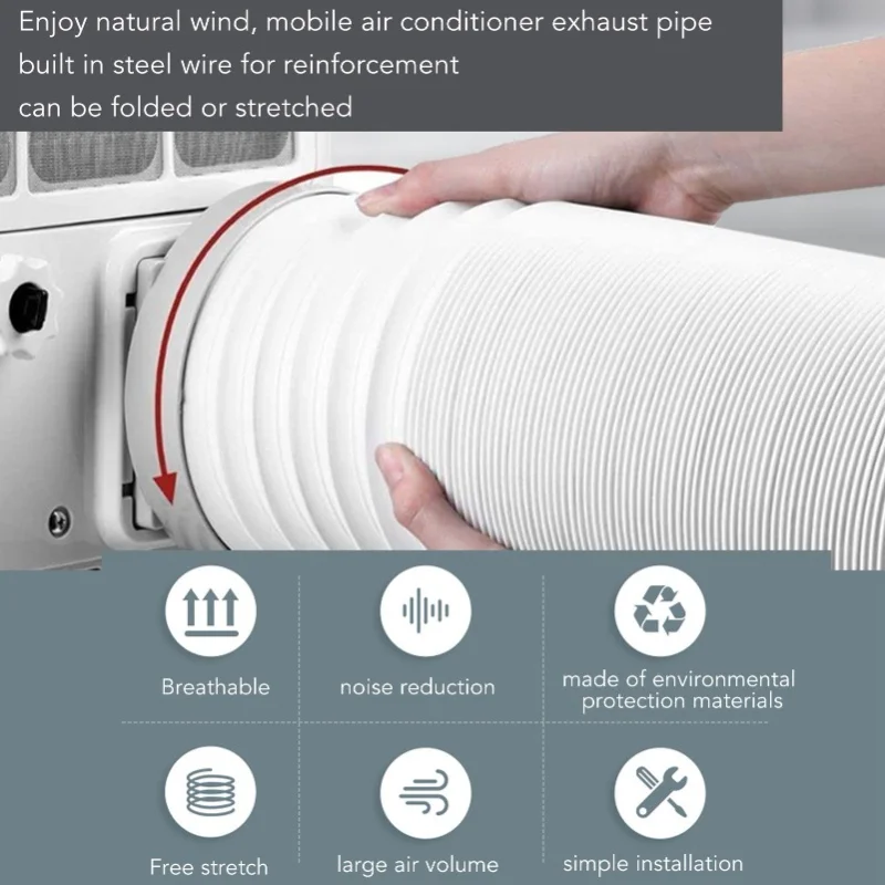 PP Steel Wire Foldable Stretchable Air Conditioner Exhaust Hose CCW Thread 3 Meter 150mm Diameter