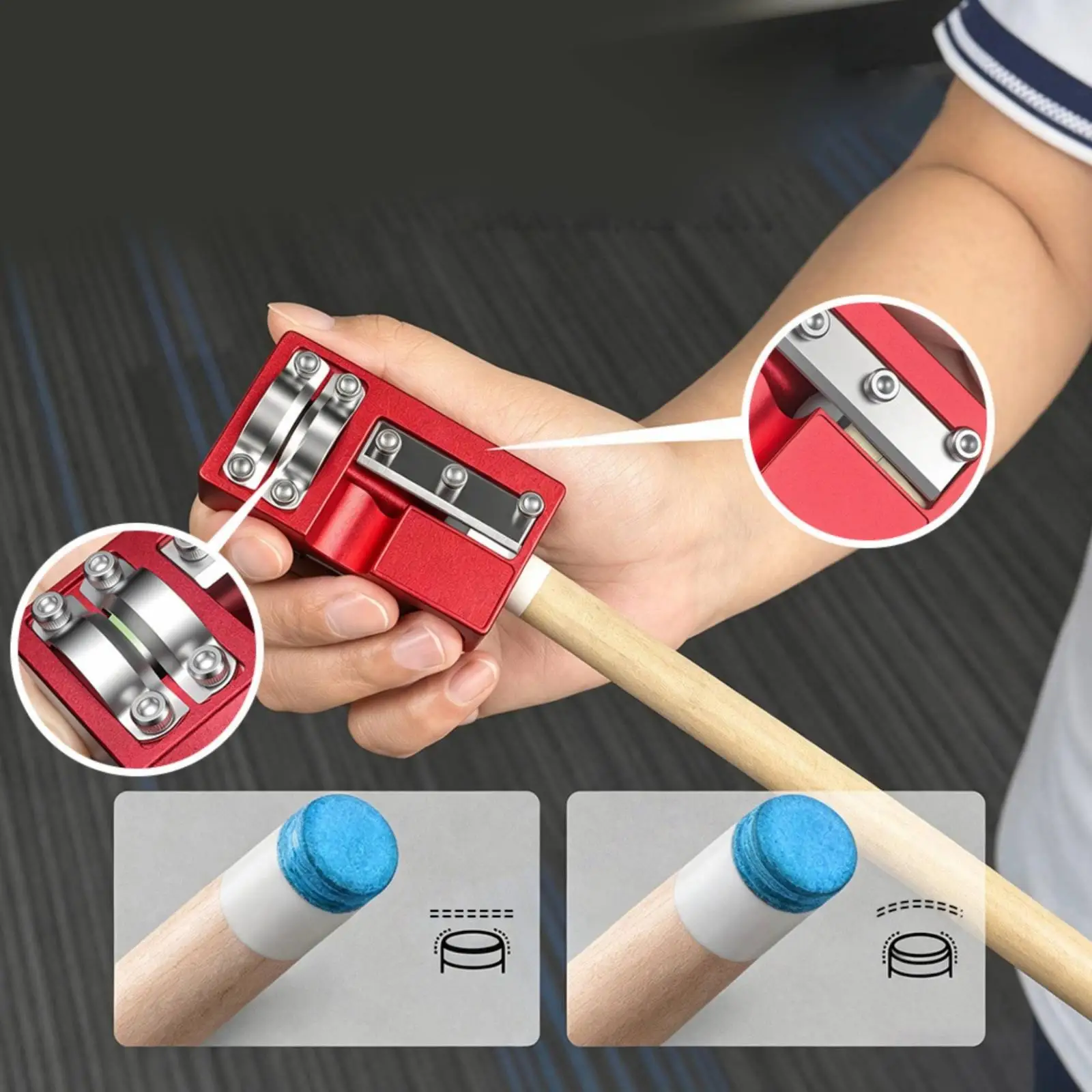 Multi-Function Cue Tip Repair Tool Metal Cue Tip Shaper Handheld Portable for