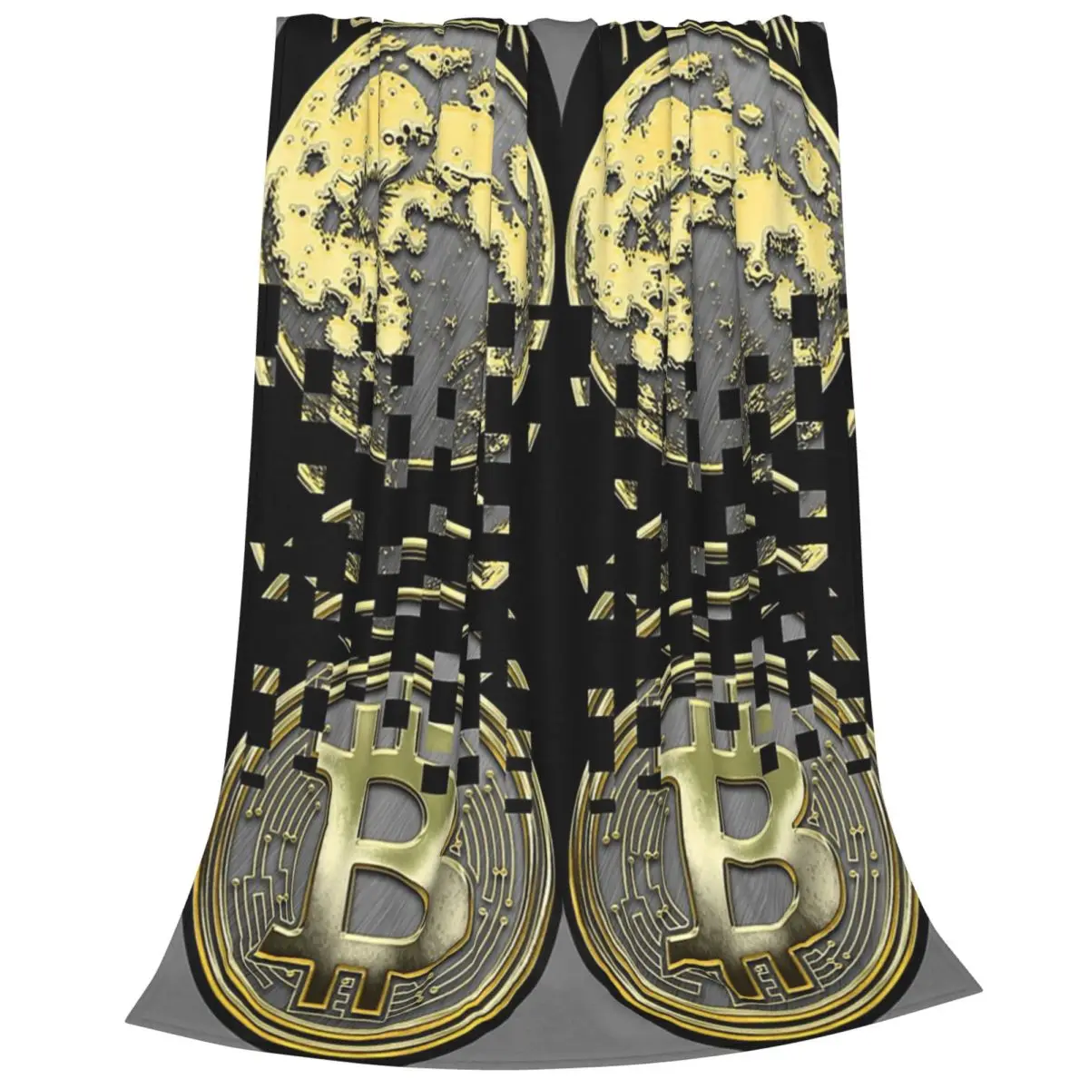 Golden Bitcoin To The Moon Cryptocurrency Blanket Flannel Sofa Throw Blankets For Home Bedroom Outdoor Throws Bedspread Quilt