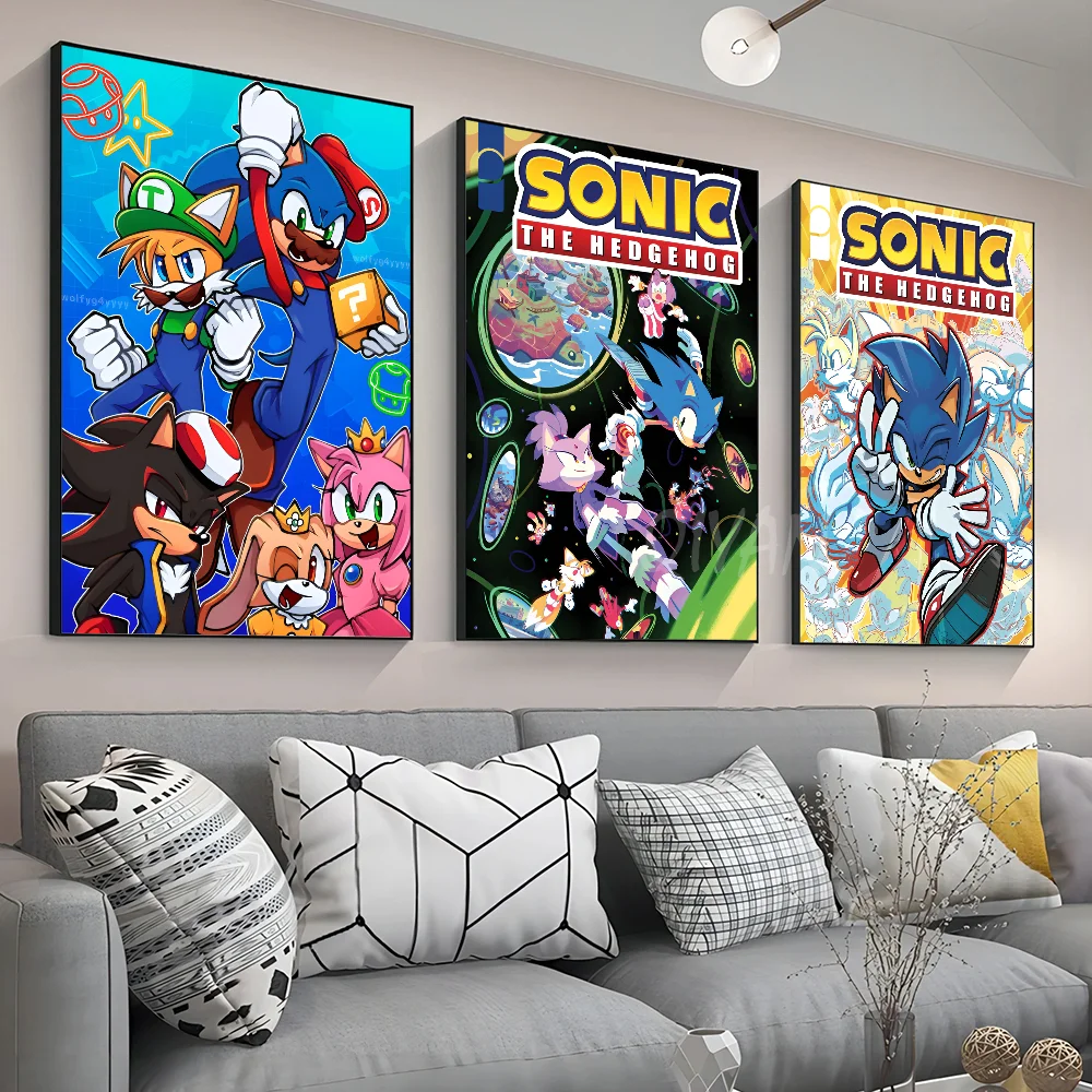 S-Sonic Characters Poster Wall Art Home Decor Room Decor Digital Painting Living Room Restaurant Kitchen Art