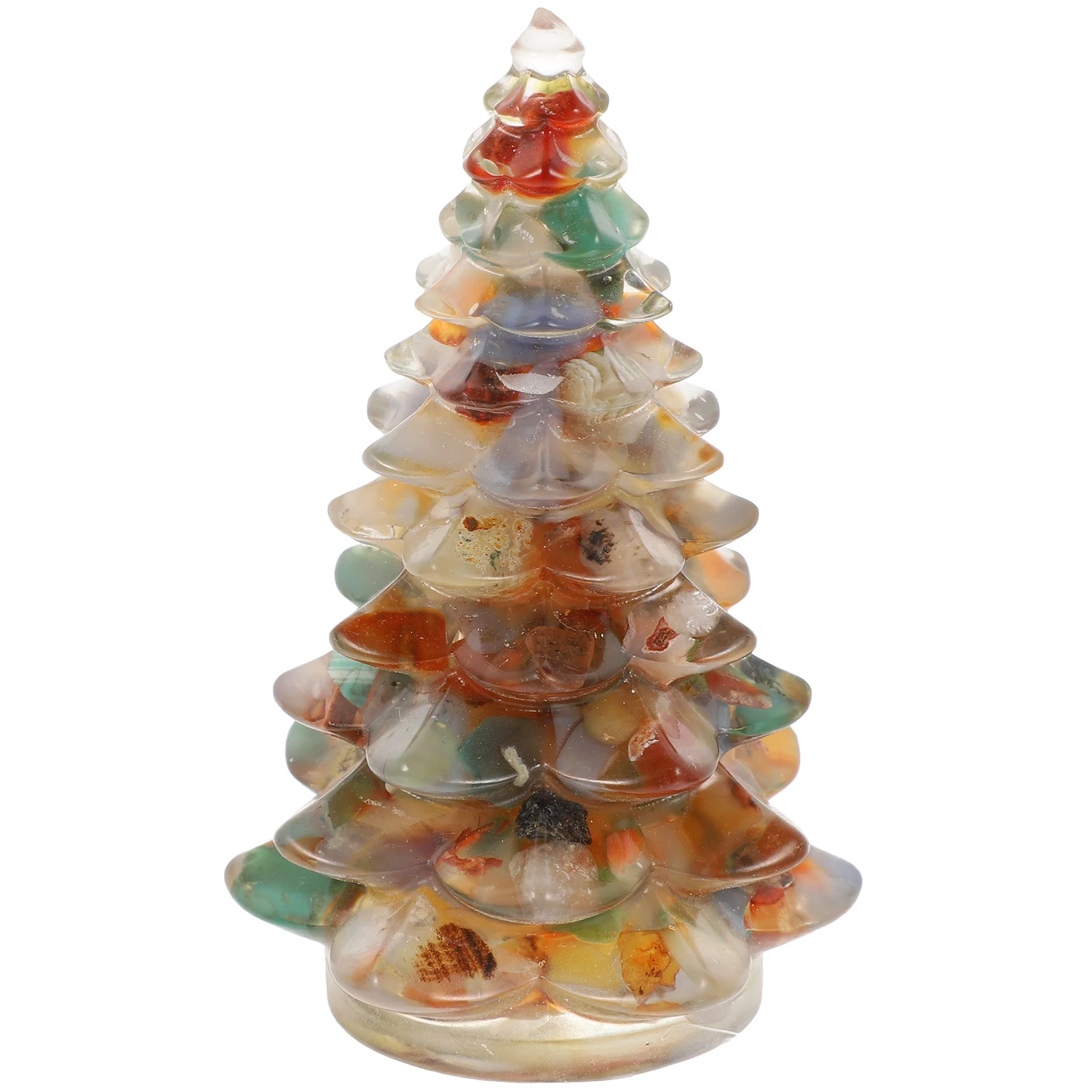 

Desktop Christmas Tree Resin Craft Delicate Miniature Design for Snow Village Scene Home Table Mantel Decor Holiday Festival