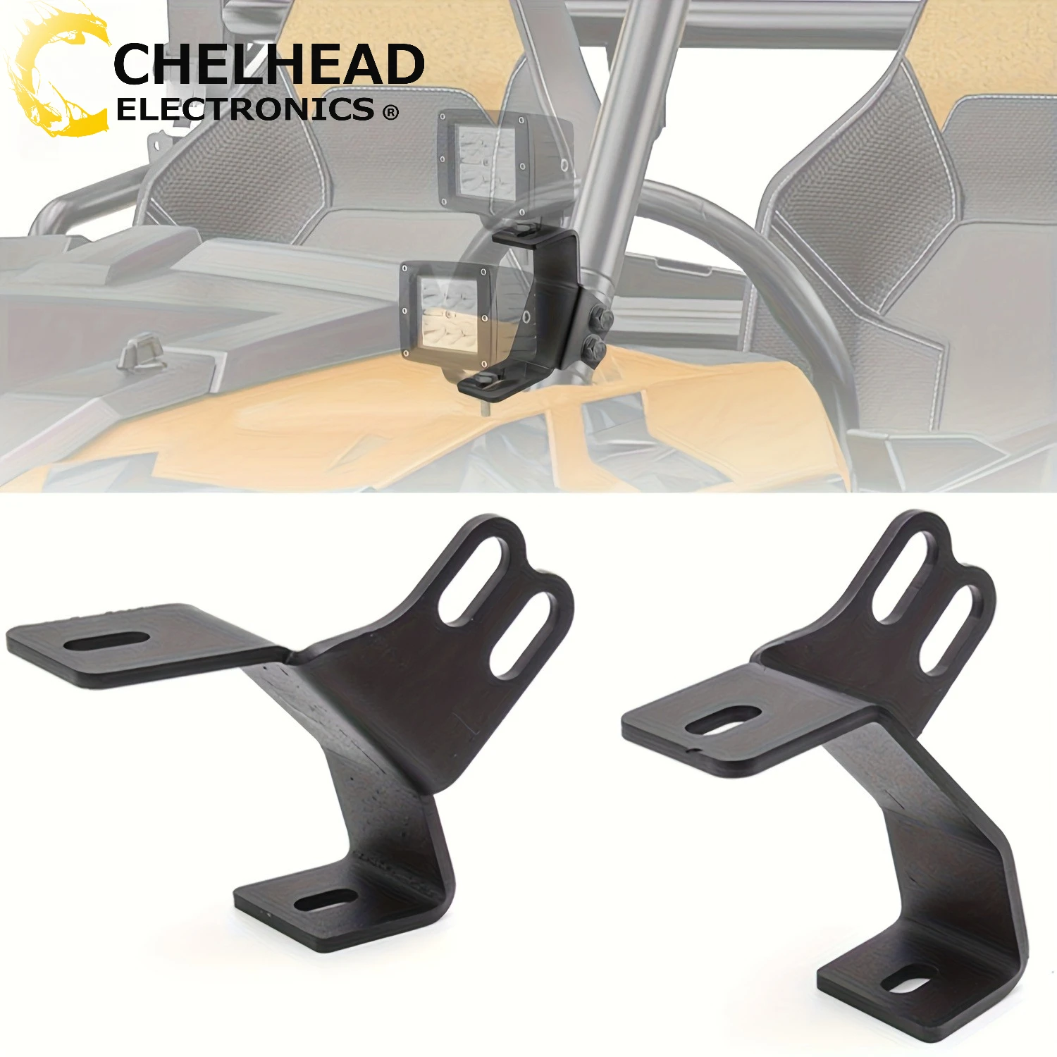 UTV A-Pillar Fog Light Mount Roll Bar Dual LED Work Lights Mounting Brackets for 2014-2022 Polaris RZR XP 1000 900 800 Models