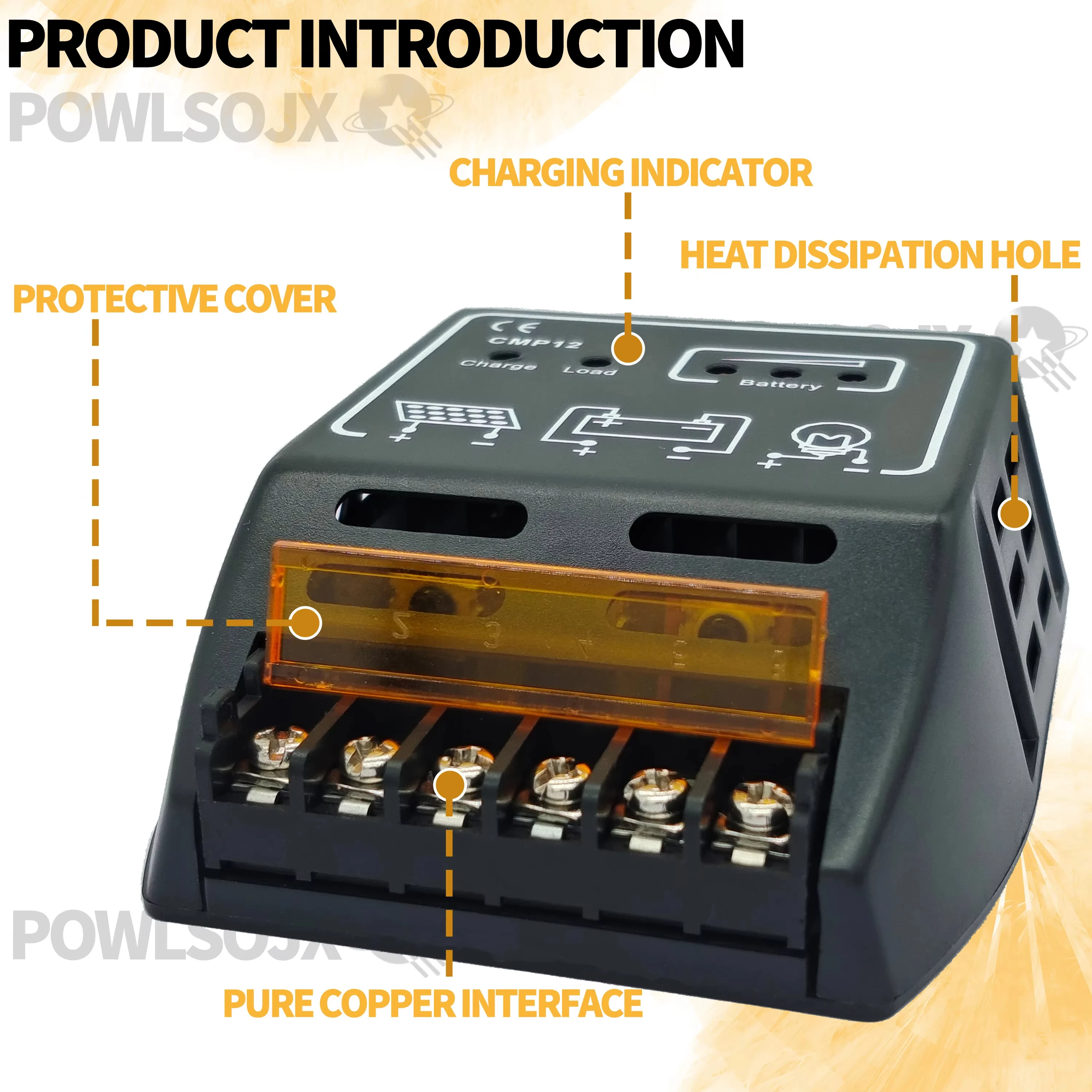 Powlsojx 12V 24V Auto Solar Charge Controller 10A Charging Regulator Solar Panel Cell Battery Safe Protection Charger