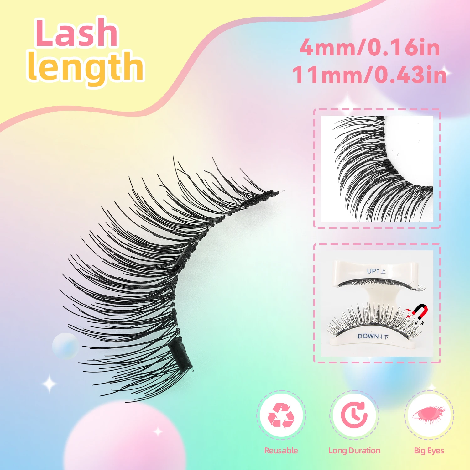 رموش مغناطيسية ذات مظهر طبيعي، مجموعة رموش مانغا مغناطيسية قابلة لإعادة الاستخدام مع أداة توزيع زوج واحد #5