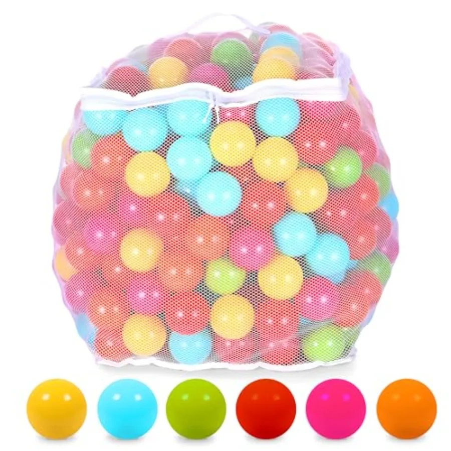 

Набор из 400 шариков для игровых зон для детей с сетчатым мешком, радужных или пастельных цветов – ударопрочный пластик для игровых бассейнов и домиков.