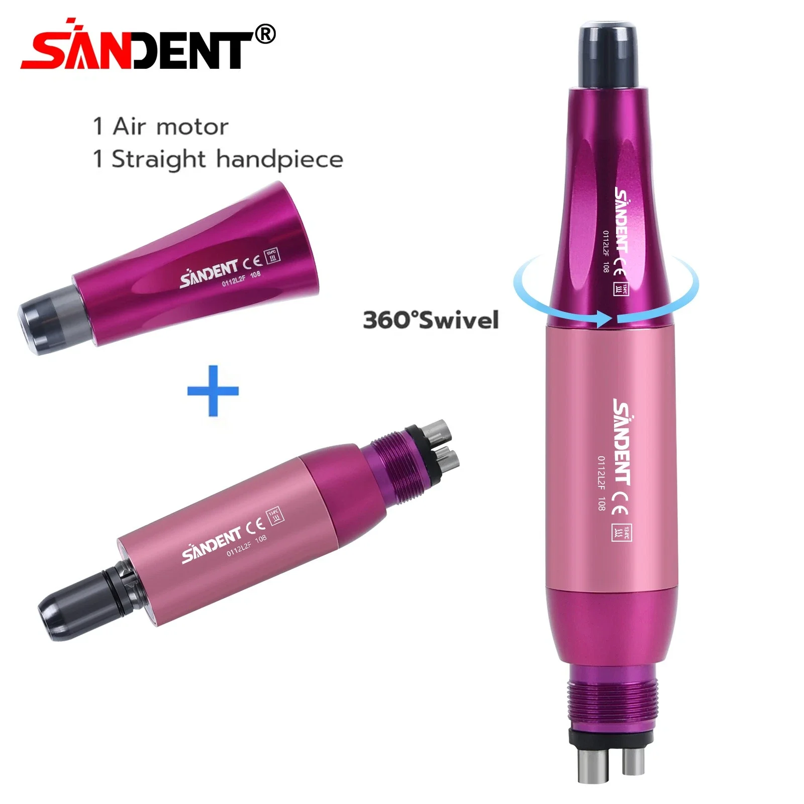 3Types Dental 4:1 Hygiene Prophy Handpiece 4Hole Air Motor Nose Cone 360°Swivel